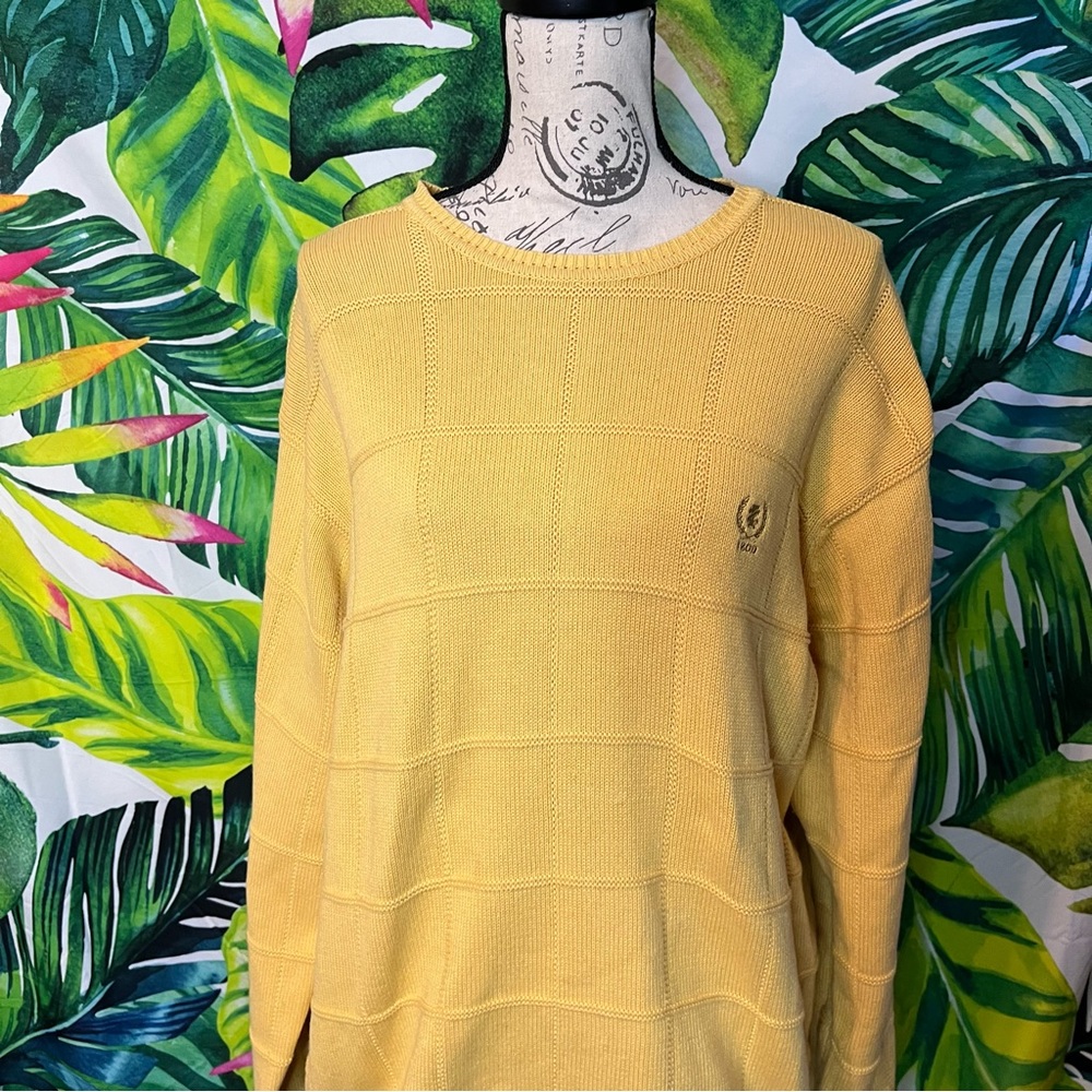 Y2K Izod Women’s XL Gold Yellow Chunky Knit Heavyweight Spring Winter Sweater